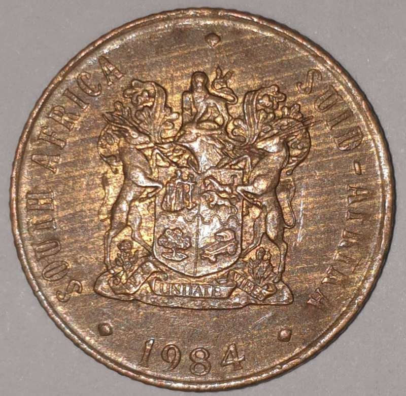 1984 - 2 CENT COIN (TWO CENT COIN) - RSA - BRONZE - KM#83 - BILINGUAL LEGEND - WILDEBEEST